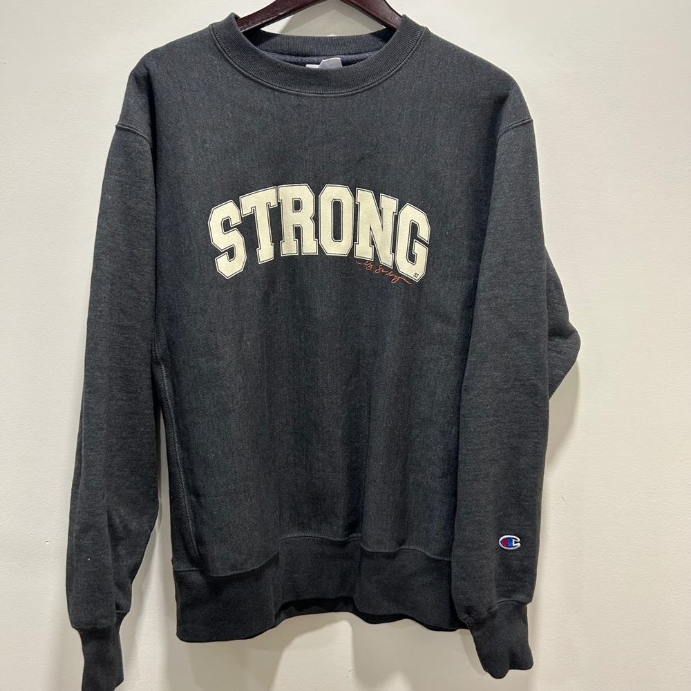 Champion Reverse Weave Crewneck Sweatshirt Strong‎ is Sexy Gray